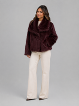 Women's Plush Cropped Faux Fur Jacket