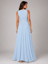 Ruched Chiffon Maxi Dress Wedding Guest
