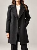 Women's Wool Blend Coat | Longline Notch Lapel Tailored Coat