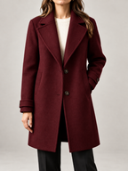 Women's Wool Blend Coat | Longline Notch Lapel Tailored Coat