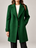 Women's Wool Blend Coat | Longline Notch Lapel Tailored Coat