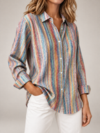 Women's Printed Cotton Shirt | Oversized Long Sleeve Button Front