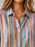 Women's Printed Cotton Shirt | Oversized Long Sleeve Button Front