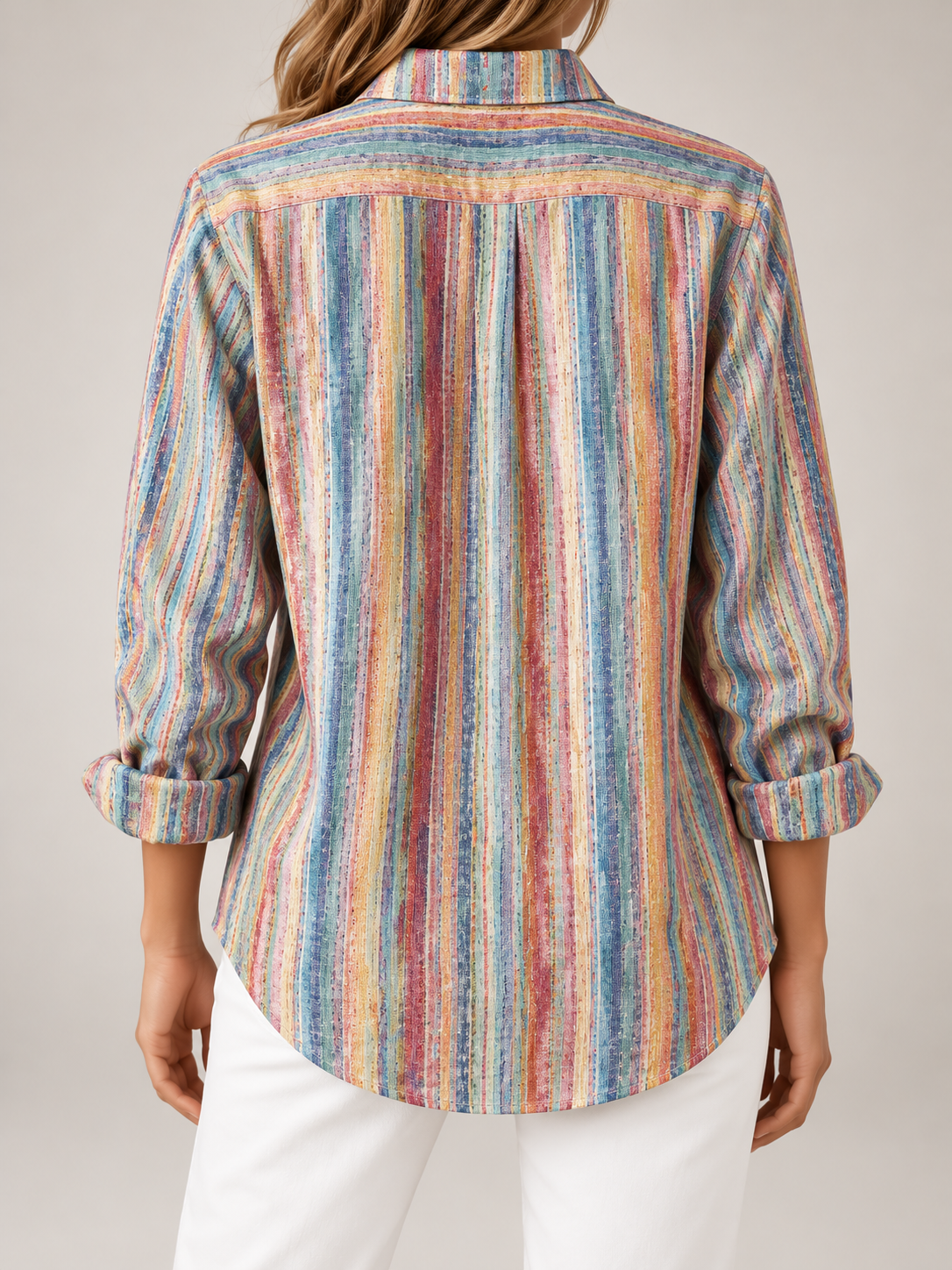 Women's Printed Cotton Shirt | Oversized Long Sleeve Button Front