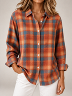 Women's Printed Cotton Shirt | Oversized Long Sleeve Button Front