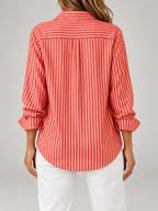 Women's Striped Cotton Shirt | Relaxed Long Sleeve Button Front