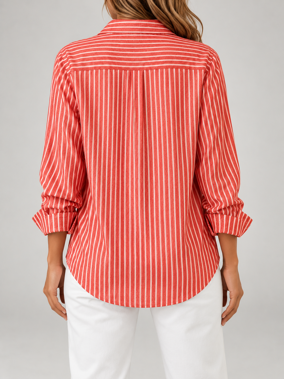 Women's Striped Cotton Shirt | Relaxed Long Sleeve Button Front