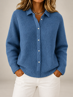 Women's Collared Knit Cardigan | Button Front Relaxed Overshirt