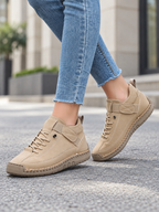 Women's Leather Casual Shoes | Lace-Up Flat Everyday Trainers