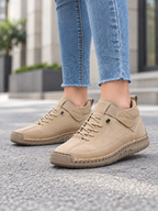 Women's Leather Casual Shoes | Lace-Up Flat Everyday Trainers