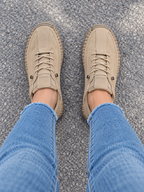 Women's Leather Casual Shoes | Lace-Up Flat Everyday Trainers