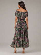 Floral Pleated Maxi Dress Wedding Guest