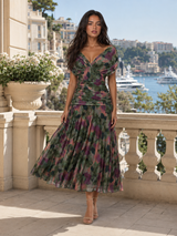 Floral Pleated Maxi Dress Wedding Guest