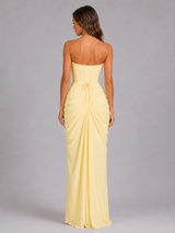 Strapless Draped Maxi Dress Wedding Guest