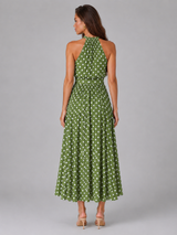Polka Dot Halter Midi Dress Summer Women
