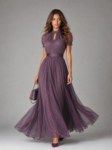 Chiffon Lace Trim Maxi Dress Wedding Guest