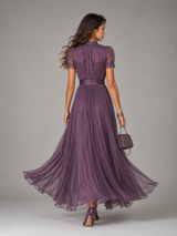 Chiffon Lace Trim Maxi Dress Wedding Guest