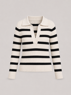 Women's Striped Half-Zip Knit Sweater