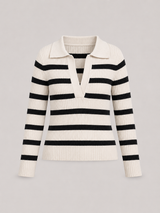 Women's Striped Half-Zip Knit Sweater
