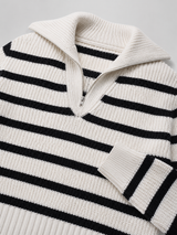 Women's Striped Quarter-Zip Knit Pullover