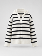 Women's Striped Quarter-Zip Knit Pullover