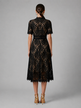 Lace High Neck A Line Midi Dress Cocktail Women