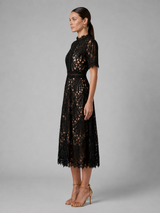 Lace High Neck A Line Midi Dress Cocktail Women