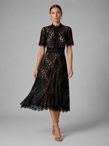 Lace High Neck A Line Midi Dress Cocktail Women