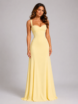 Chiffon Sweetheart Lace-Up Maxi Dress Wedding Guest