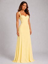 Chiffon Sweetheart Lace-Up Maxi Dress Wedding Guest
