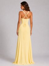 Chiffon Sweetheart Lace-Up Maxi Dress Wedding Guest