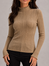 Women's Ribbed Mock Neck Knit Sweater