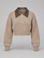 Women's Cropped Fuzzy-Knit Zip Cardigan