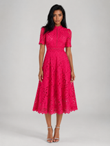 Lace Scoop Neck Midi Dress Wedding Guest