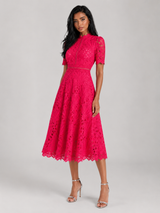 Lace Scoop Neck Midi Dress Wedding Guest