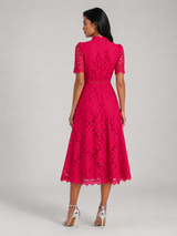 Lace Scoop Neck Midi Dress Wedding Guest