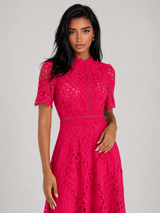 Lace Scoop Neck Midi Dress Wedding Guest