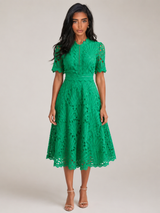 Lace Scoop Neck Midi Dress Wedding Guest