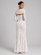 Lace Corset Long Sleeve Maxi Dress Wedding Guest