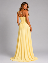 One Shoulder Chiffon Maxi Dress Evening Women