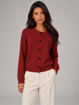Women's Heart-Button Knit Cardigan With Bow Embroidery