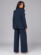 Women's Tailored Blazer & Wide-Leg Trouser Suit Set