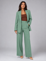 Women's Tailored Blazer & Wide-Leg Trouser Suit Set