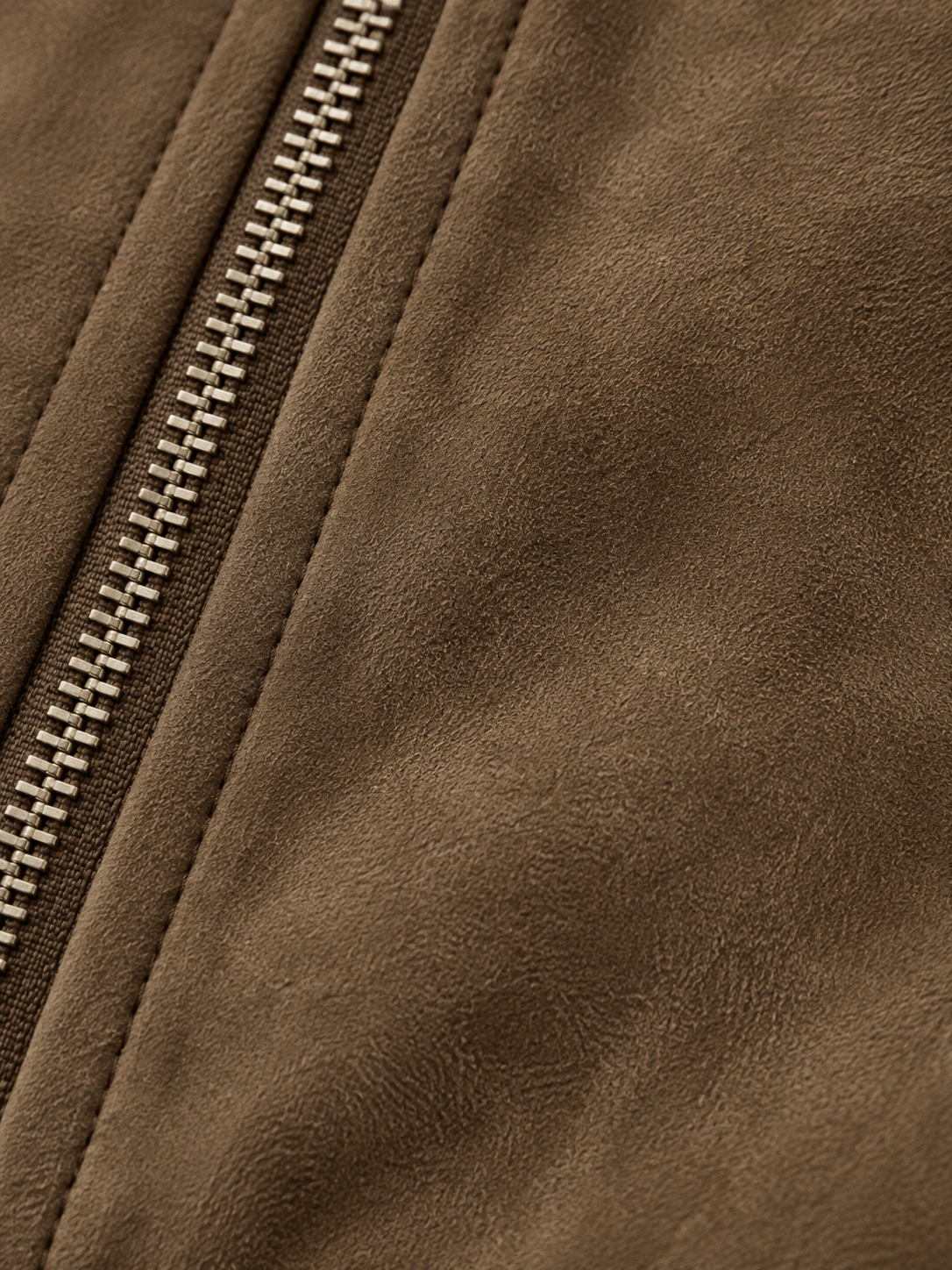 Women's Suede Bomber Jacket | Stand Collar Zip Up Coat