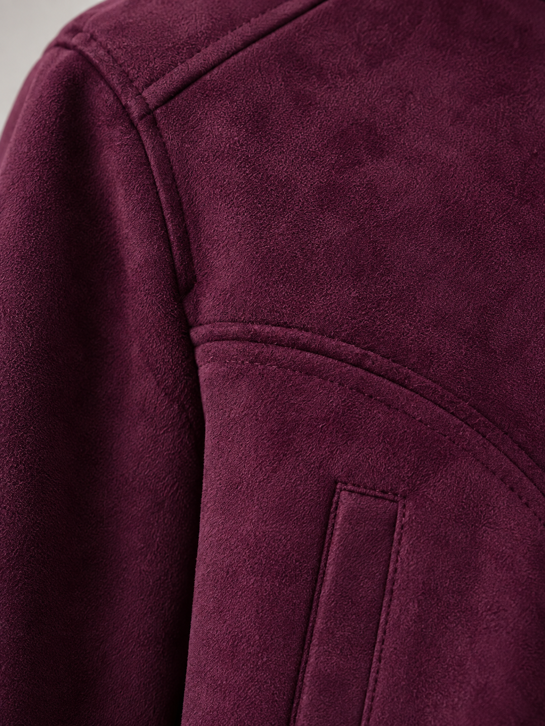 Women's Suede Cropped Bomber Jacket | Zip Up Stand Collar