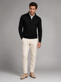 Men's Quarter-Zip Mock Neck Sweater With Contrast Trim
