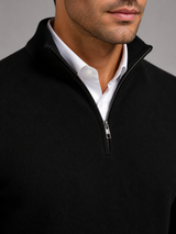 Men's Quarter-Zip Mock Neck Sweater With Contrast Trim