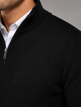 Men's Quarter-Zip Mock Neck Sweater With Contrast Trim
