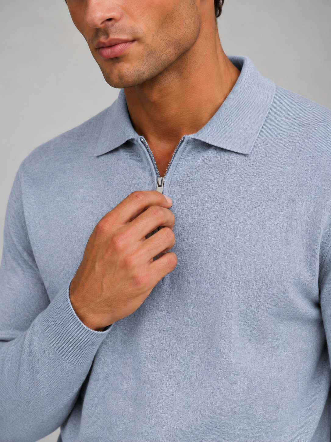 Men's Knit Quarter-Zip Polo Sweater
