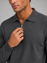 Men's Knit Quarter-Zip Polo Sweater